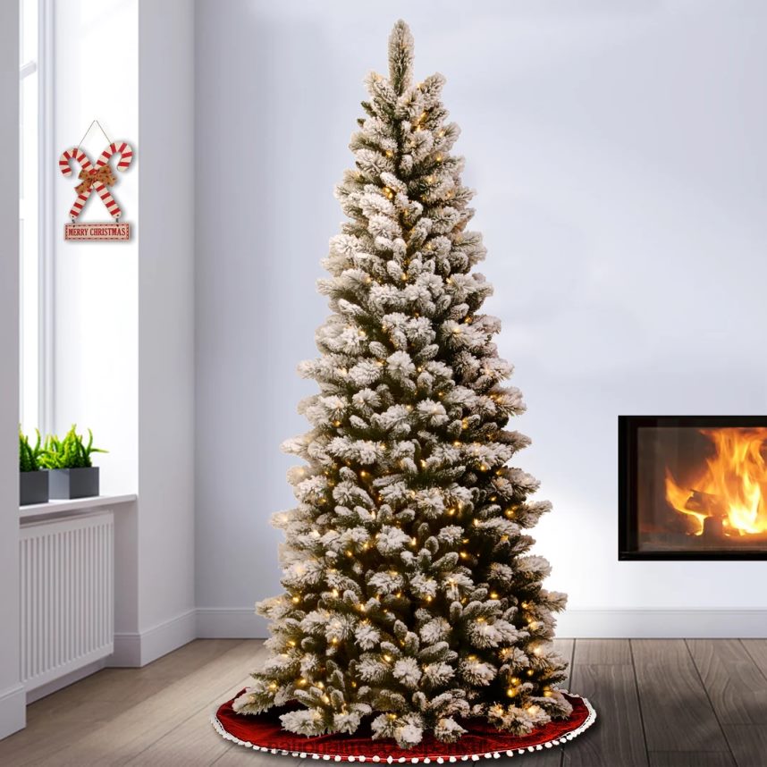 Trees | National Tree Company 75 ft Snowy Westwood Slim Pine Tree with Clear Lights F2L4F103
